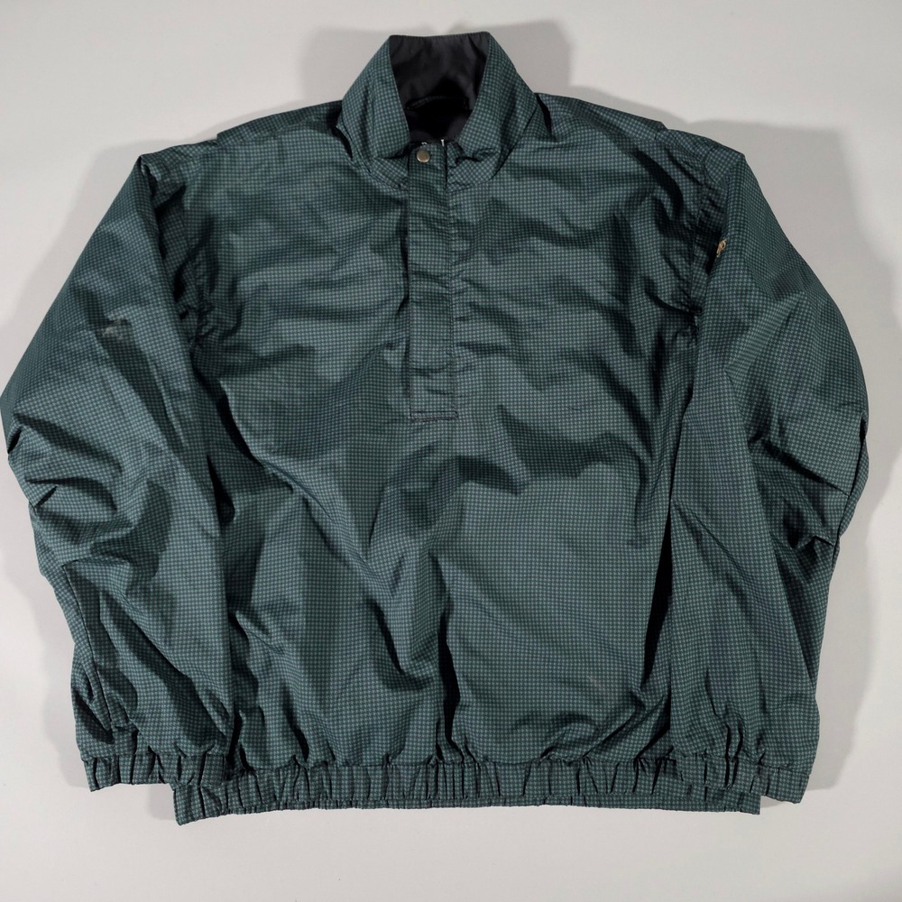 FootJoy DryJoys Pullover Jacket Mens Medium Green Houndstooth Golf Windbreaker